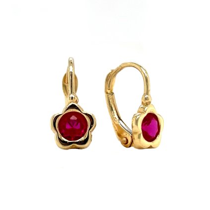 28445 zlate 14 karatove detske nausnice s ruzovym zirkonem 91z00016 fuchsia