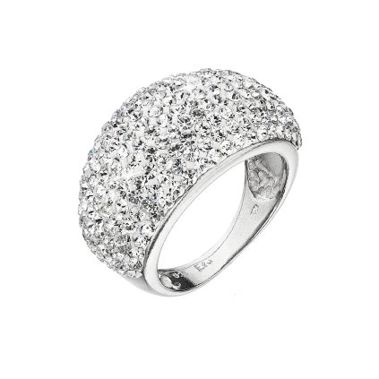 Stříbrný prsten velký s krystaly Preciosa bílý 35028.1 crystal (Velikost 56 (ø17,8 mm))