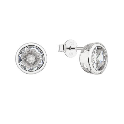 29348 stribrne nausnice pecky se zirkonem bile kulate 11406 1 crystal