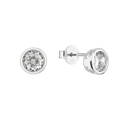 29354 stribrne nausnice pecky se zirkonem bile kulate 11407 1 crystal