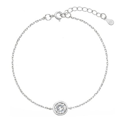 29360 stribrny naramek retizek s jednim zirkonem 13025 1 crystal