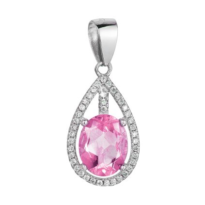 29954 stribrny privesek slza ruzovy zirkon 14034 3 rose