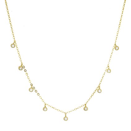 29984 pozlaceny stribrny nahrdelnik s 9 malymi kulatymi zirkonky 12056 1 crystal