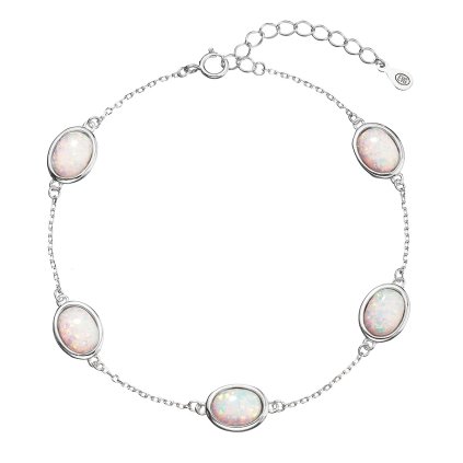 31289 stribrny naramek se syntetickymi opaly bily oval 13030 1 white