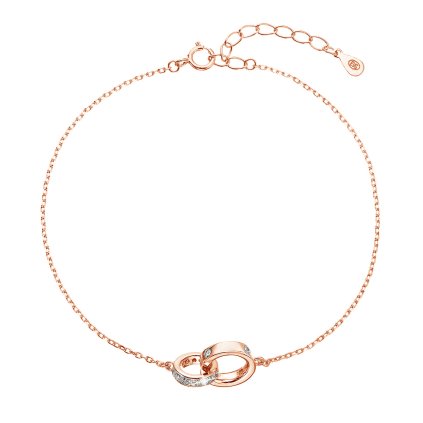31541 pozlaceny stribrny rose naramek krouzky se zirkony 13032 1 crystal