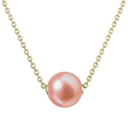 31565 pozlaceny stribrny nahrdelnik s ruzovou ricni perlou na retizku 22047 3 pink