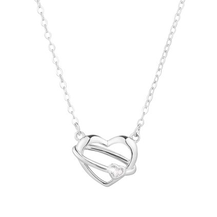 32843 stribrny nahrdelnik srdce se srdickem ze zirkonu 12099 1 crystal
