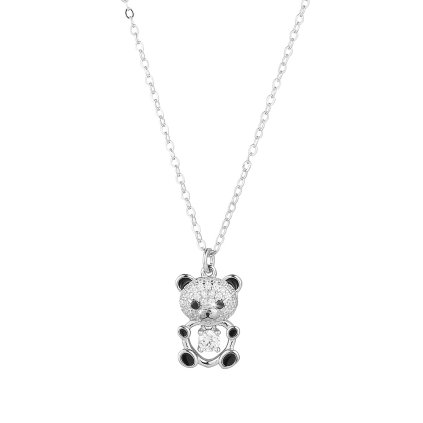 32849 stribrny nahrdelnik medvidek se zirkony 12101 1 crystal
