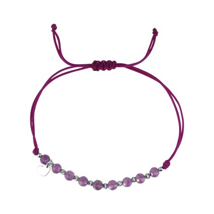 33050 textilni naramek fialovy s koralky z amethystu 13059 3 amethyst