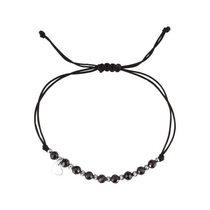 33056 textilni naramek cerny s koralky ze spinelu 13059 3 spinel
