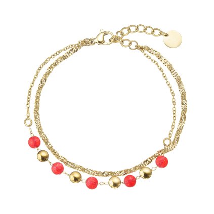 Náramek ocelový s červeným achátem 43066.3