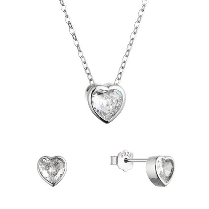 Sada šperků se zirkony srdíčka 19036.1