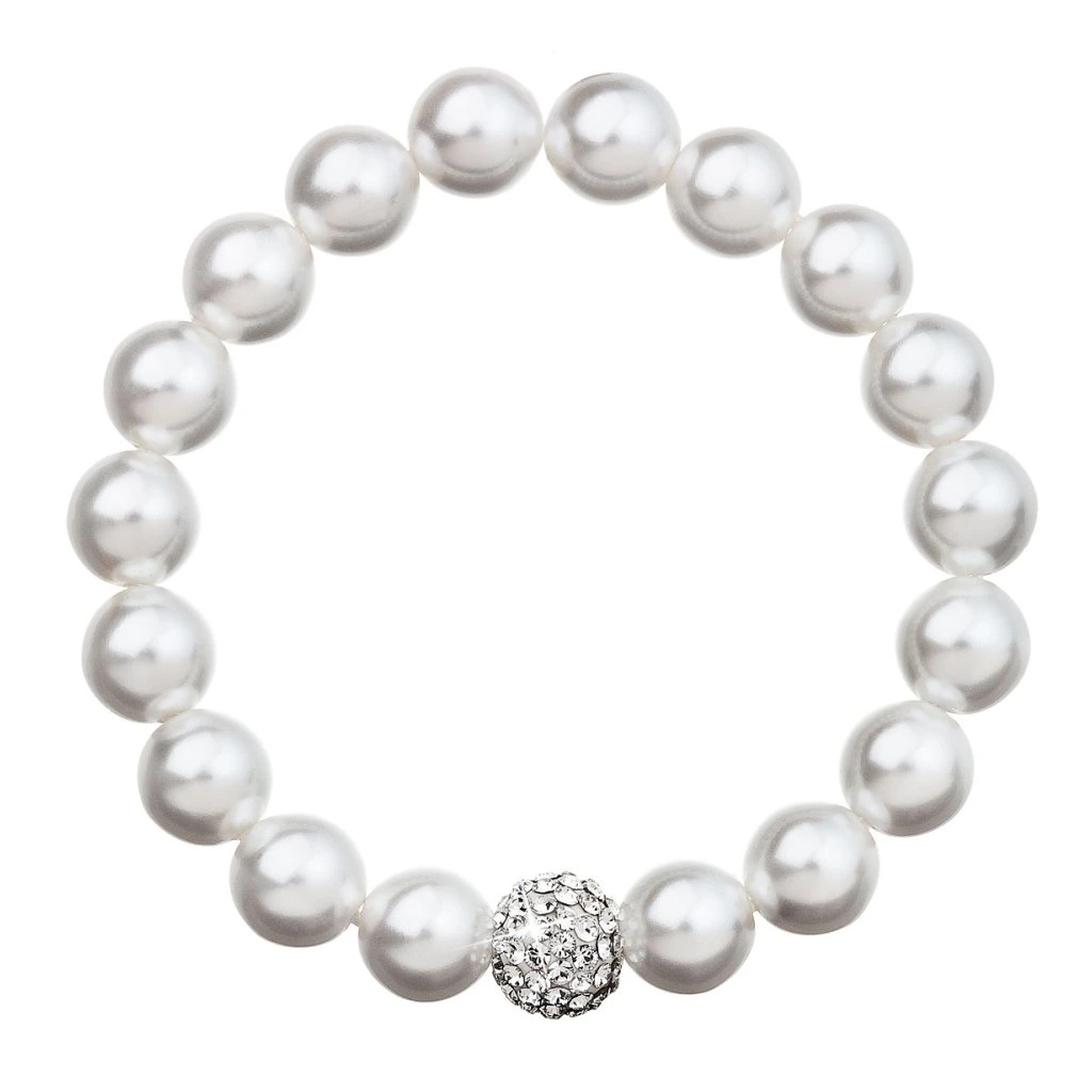 Perlový náramek bílý s krystaly Swarovski 33074.1