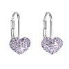 Stříbrné náušnice visací s krystaly Swarovski fialové srdce 31125.3