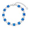 Stříbrný náramek s modrým syntetickým opálem čtverec a bílé krystaly Preciosa 33047.1 blue