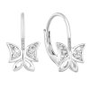 Stříbrné náušnice visací se zirkonem bílý motýl 11226.1