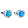 27473 2 stribrne nausnice pecky se syntetickym opalem a preciosa krystaly modre kulate 31217 1 blue