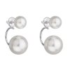 Stříbrné náušnice dvojité s perlou Preciosa bílé kulaté 31177.1