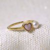 Pozlacený prsten s říční perlou a perleťovým srdcem 25004.1