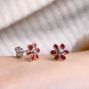 Stříbrné náušnice červené kytičky 11752.1