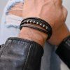 Náramek pánský recykl.kůže 43089.3 černý