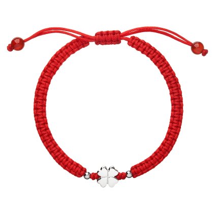 26270 kabbalah náramok proti uhranutiu so strieborným štvorlistkom 13001 3 cerveny