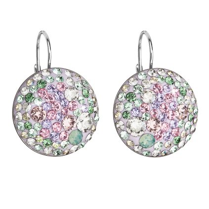 17240 stribrne nausnice visiaci s kryštálmi swarovski mix farieb kulate 31161 3 sakura