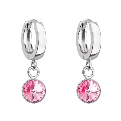 26324 stribrne visiace náusnice krúžky so swarovski kryštálom 31300 3 rose