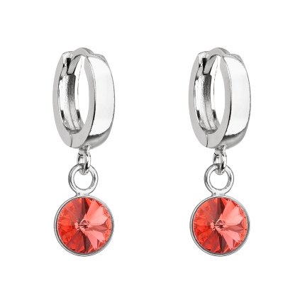26339 stribrne visiace náusnice krúžky so swarovski kryštálom 31300 3 oranzove