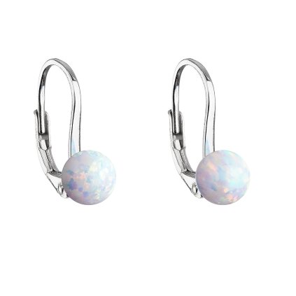 26351 stribrne visiace náusnice so syntetickým opalom biele kulate 11242 1