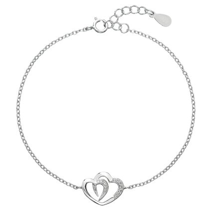 26399 stribrny naramok so zirkónmi dvojité srdce 13011 1