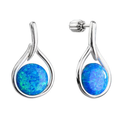 26474 stribrne visiace náusnice kvapky so syntetickým opalom 11336 3 modre