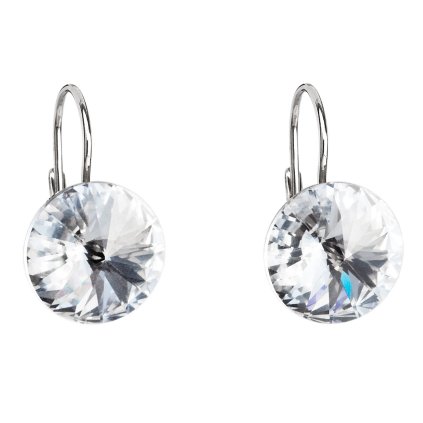 16334 stribrne nausnice visiace s kryštálmi swarovski biele kulate 31106 1