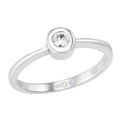 Zlatý prsteň 85011.1 biele zlato s briliantom (Veľkosť 48 (ø15,3 mm))