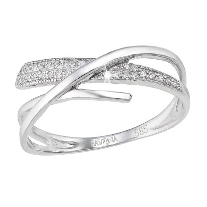 Zlatý prsteň 85026.1 biele zlato s briliantmi (Veľkosť 46 (ø14,6 mm))