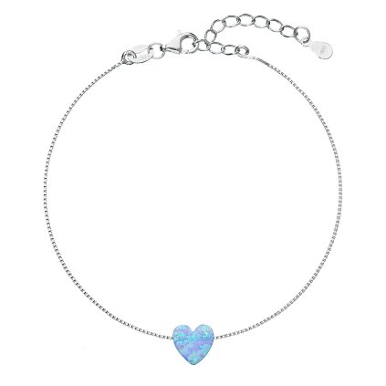 27194 strieborný náramok so syntetickým opalom svetlomodré srdce 13018 3