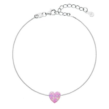 27197 strieborný náramok so syntetickým opalom ružové srdce 13018 3