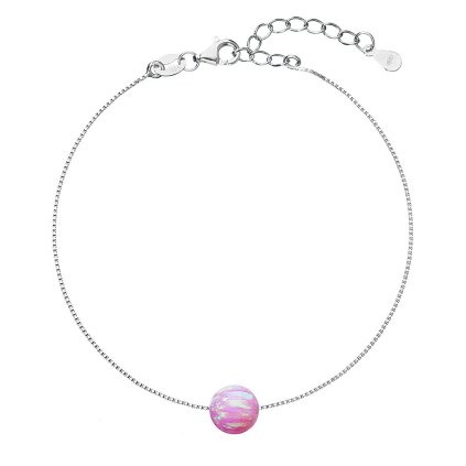 27209 strieborný náramok so syntetickým opalom ružovej guľaty 13019 3