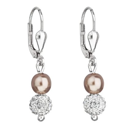 27491 stribrne nausnice visaci s preciosa krystaly hnede kulate 31244 3
