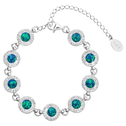 27527 strieborný náramok so syntetickým opalom a kryštálmi preciosa zeleny 33105 1