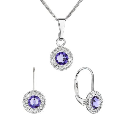 27590 sada šperku s kryštálmi swarovski nausnice a prívesok fialove kulate 39109 3 tanzanite