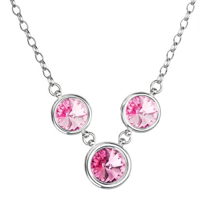27665 strieborný nahrdelník so swarovski kryštálmi ružové guľaty 32033 3 rose