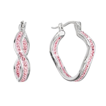 27845 stribrne nausnice vlnkove kruhy s kryštálmi preciosa ružovej 31219 3 lt rose