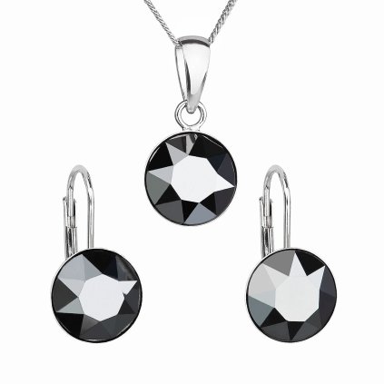 17396 sada šperku s kryštálmi swarovski nausnice retiazok a prívesok cerne kulate 39140 5 hematite