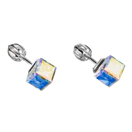 16346 stribrne nausnice pecka s kryštálmi swarovski ab efekt kosticka 31030 2