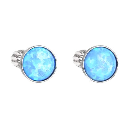 27989 stribrne nausnice kôstky so syntetickým opalom svetlo modre kulate 11001 3 lt blue