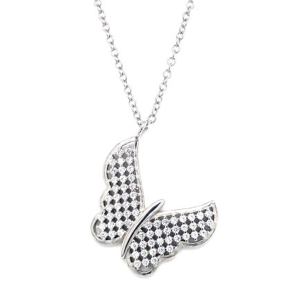 28007 stribrny nahrdelnik so zirkónmi motyl biely 12035 1 crystal