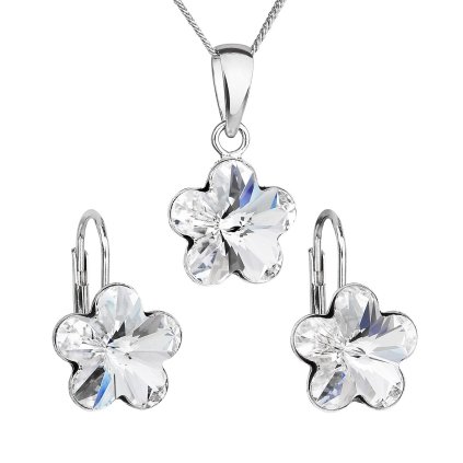 17417 sada šperku s kryštálmi swarovski nausnice retiazok a prívesok biela kyticka 39143 1