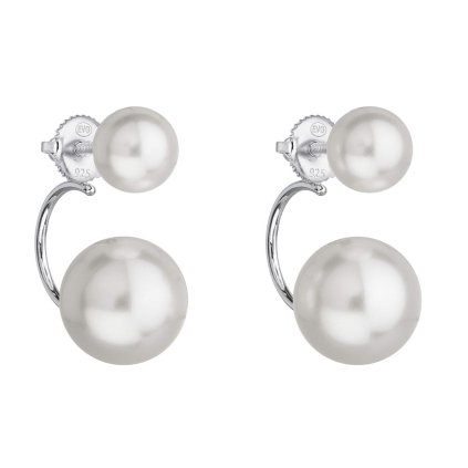 28106 1 stribrne nausnice dvojite s perlou preciosa bile kulate 31177 1