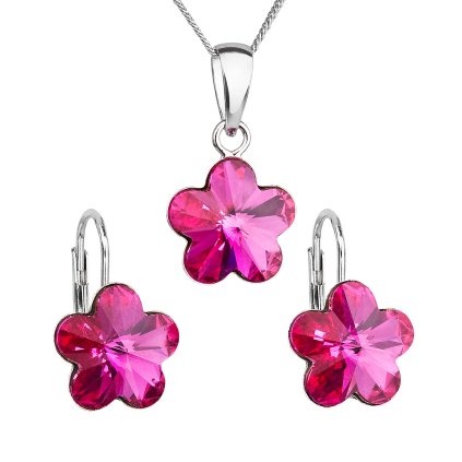 17423 sada šperku s kryštálmi swarovski nausnice retiazok a prívesok ružová kyticka 39143 3 fuchsia